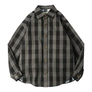 Madden workwear American retro silhouette heavy plaid shirt jacket thick plaid loose shirt jacket for men