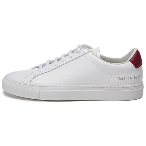 COMMON PROJECTS 皮革系带平跟低帮休闲板鞋 女款 白色红尾