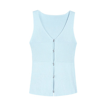 NEVA HU ສີດໍາຄໍ V-neck Knitted Cardigan ຂອງແມ່ຍິງ Outerwear 2024 Spring and Summer Design Slim Fit Top