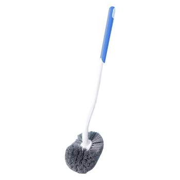 Household toilet brush with long handle and explosive head without dead ends