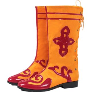 传统黑色少数民族男款鞋高帮筒藏族靴蒙古族新疆维族舞蹈演出靴子