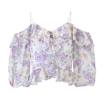 MAXRIENY fairy-like and romantic suspender top with one-shoulder ruffles for a slim fit