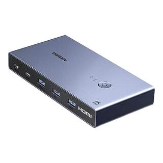 绿联typec KVM切换器二进二出HDMI DP输出高清同显异显键鼠共享器