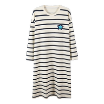 Catman Pure Cotton Nightgown Womens 2024 Autumn New Long Sleeve Pajamas Can Be Weared Loose Padded Dress Long Dress