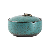 Wanjiang kiln ashtray with cover retro Chinese style home living room office large ceramic ashtray anti-fly ash