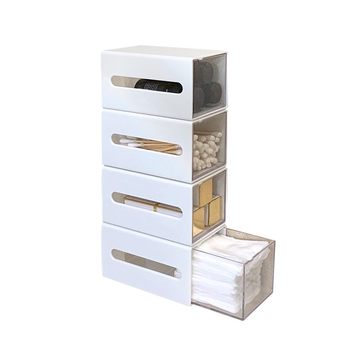 Wall-mounted bathroom cotton swab flap storage box head rope hair ring lipstick transparent drawer cotton debris box