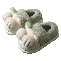 Cat claw cotton slippers for women in winter with cute plus velvet for home indoor warm plush plush slippers for postpartum couple cotton shoes for men