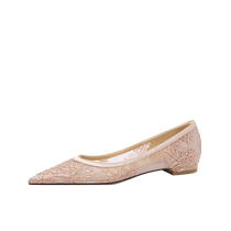 LilyWei (not too late) French pumps lace mesh non-tiring flats wedding shoes large size 41-43