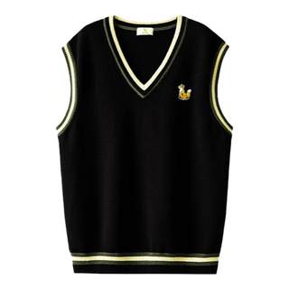 威廉福克斯2025秋季学院风V领针织马甲情侣款套头无袖背心毛衣男