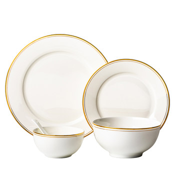 Mnmal european style gold-edged full set tableware ceramic plate
