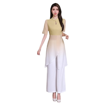 High-end temperament beautician work clothes womens Chinese pedicure massage technician work clothes health club wide-leg pants suit