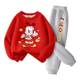 Babudou winter new year velvet sweatshirt boys suit