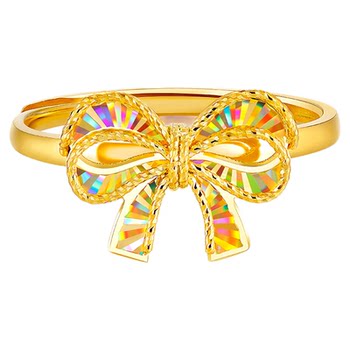 Gold supreme gold ring 2026 new bow pure gold ring live ring high-end gift for wife