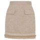 XG Xuege Xiaoxiang style raw edge splicing skirt fashionable autumn new sheep wool high waist A-line short skirt women's clothing