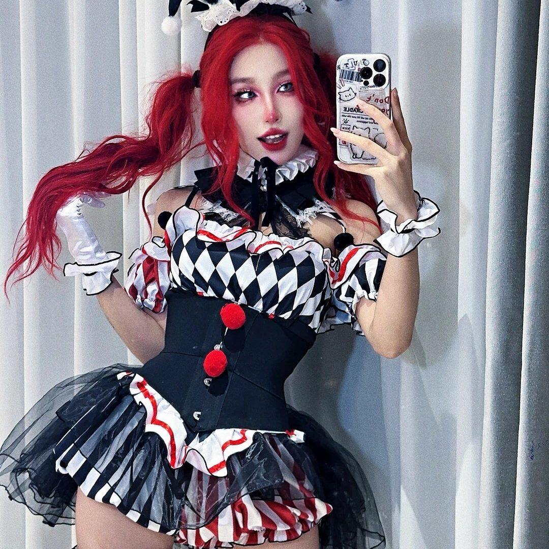 Just Dance Halloween Circus Performance Clown Costume Animal Trainer Cosplay Set Harley Quinn Costume