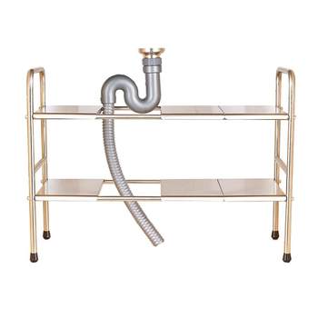 Sink shelf under cabinets stainless steel retractable