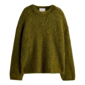 Hm women's sweater 2024 autumn new style simple temperament large silhouette mohair blended pullover 1242877