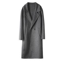 Pure wool double-sided woolen coat for men, mid-length knee-high double-sided cashmere coat, suit collar woolen windbreaker