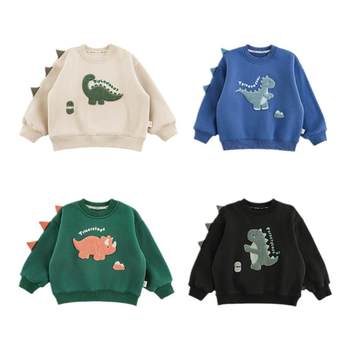 Youyou boys 2024 new long-sleeved round-neck dinosaur sweatshirt in winter fashion loose plush warm children's top Youyou boys 2024 new long-sleeved round-neck dinosaur sweatshirt in winter fashion loose plush warm children's top