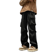 Black overalls mens spring and autumn 2024 new trendy brand loose large size autumn and winter paratrooper pants straight casual pants