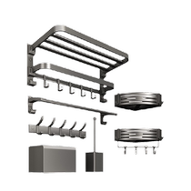 Youqin gun gray punch-free space aluminum towel rack bathroom bathroom rack wall-mounted towel rack set