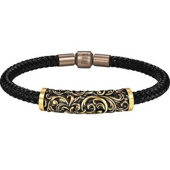 Christmas gift chow sang sang pure gold noir cool black series tang grass pattern bracelet gold hand ornaments 95636b