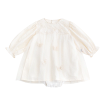 YOUGE YOUNG SONG GIRLS DREAM SMALL BUTTERFLY MESH YARN Dress Shirt Dress baby Light and thin Romantic Lace Embroidered Dress