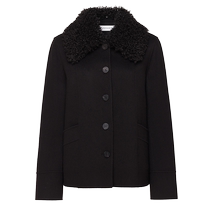 VGRASS ocean gas black splicing fur collar temperament hair short coat female winter new advanced senses wool cashmere