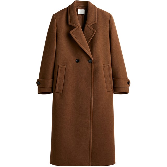 HM women's woolen jacket for winter warm long thickened temperament long coat Lao Qianfeng wind wind coat 1240720