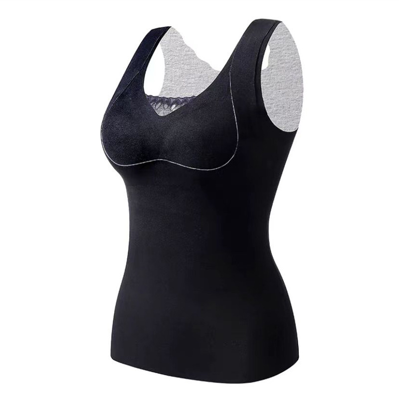 DeRong thermal vest for women with push-up breast support and bra pad