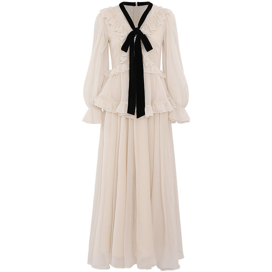 Since then french dress long sleeve white skirt