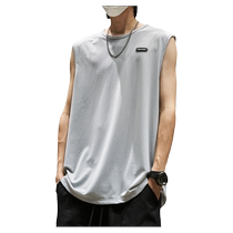 Ice silk vest mens mesh breathable quick-drying sports vest top summer thin American loose sleeveless T-shirt trendy