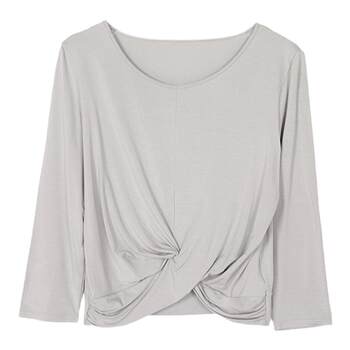 Embry's official outlet pajamas e-bra cotton silk rayon neck round three-quarter sleeve home clothes can be worn ນອກເທິງ
