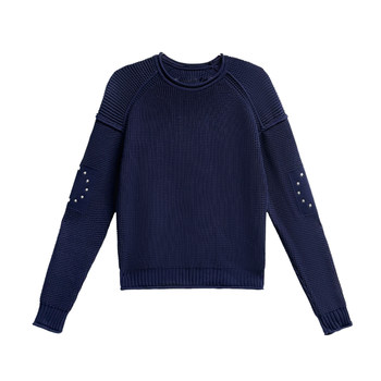 Sweater cotton round neck jersey navy blue Sweater cotton round neck jersey navy blue