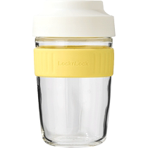 (Self-operated) LOCK&LOCK Oatmeal Breakfast Cup with Lid Spoon Microwaveable Milkshake Sour Tablet Cup Glass Sakura