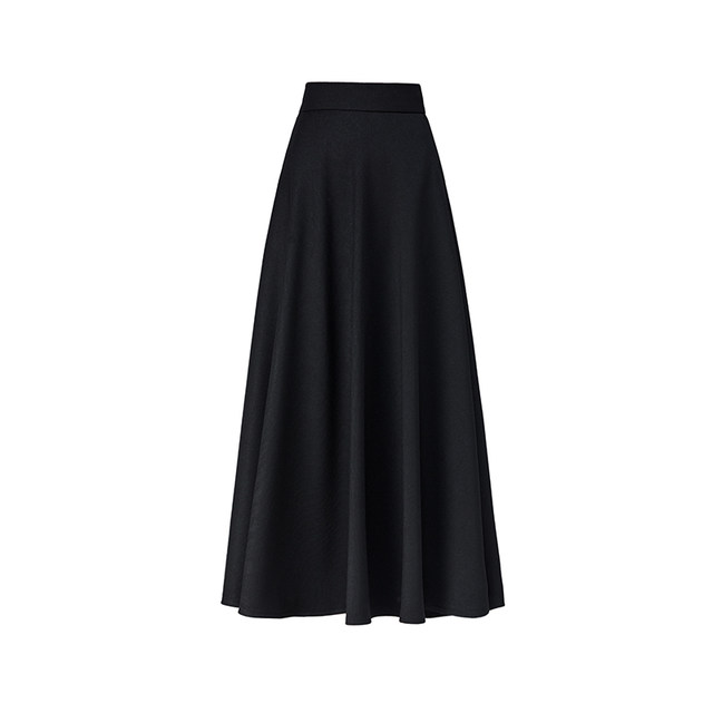 Tweed black skirt, Jianing clothing long skirt, a line skirt