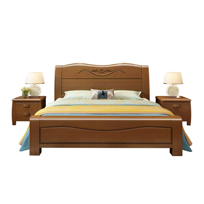 Solid wood bed 1.8m double bed master bedroom wedding bed 1.5m adult single bed economical air pressure high box storage bed