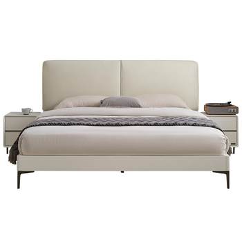 Quanyou Home Cream Style Modern Simple Leather Art Bed Master Bedroom High-End Leather Bed Double Bed 129811