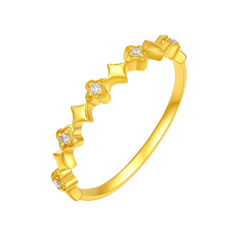 Saturday blessing gold inlaid 5g pure gold diamond ring