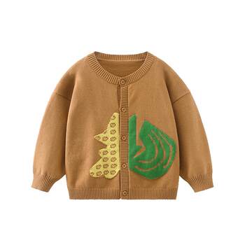 Qiqi xiong boys' cardigan sweater autumn new style Qiqi xiong boys' cardigan sweater autumn new style