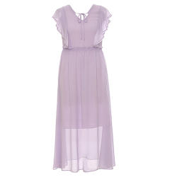 Monsoon summer commuting waist A-line skirt with ruffled solid color chiffon dress for women 0241LC160