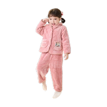 Balabala childrens pajamas set boys and girls home clothes big children small children warm flannel national style