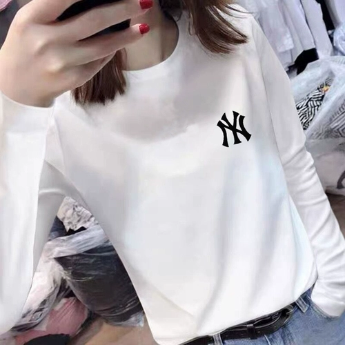 Хлопковый лонгслив, круглый воротник