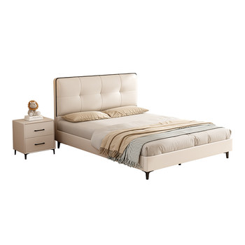 Children's bed cream style 1.35m soft leather bed