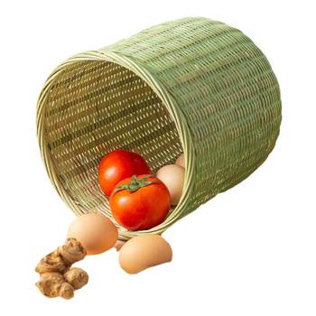Bamboo weaving round barrel bamboo basket fruit and vegetable basket garbage bamboo basket