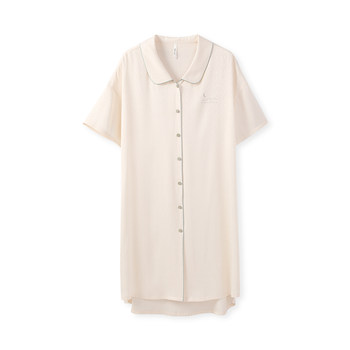 Anzhiban ice silk nightgown ແມ່ຍິງ summer ສັ້ນແຂນສັ້ນຫວານສູງຊຸດ pajamas ບາງແລະວ່າງ