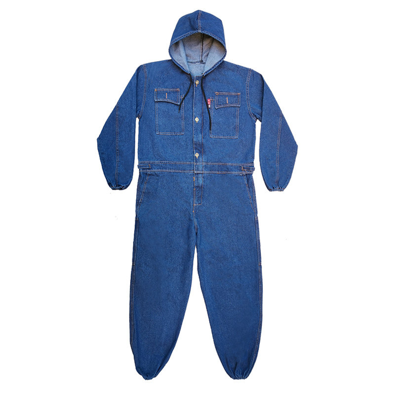 加厚牛仔连体衣工作服套装男纯棉耐磨电焊工装汽修喷漆防尘劳保服