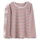 Elderly women's long-sleeved large size striped T-shirt