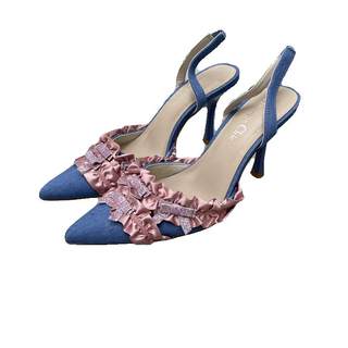 Chaussures pour femmes, commerce extérieur, talon aiguille, nœud, embout en pu