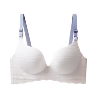 Seamless underwear for women in summer without rims small breasts push up and look bigger one-piece fixed cup breast-retracting anti-sagging bra